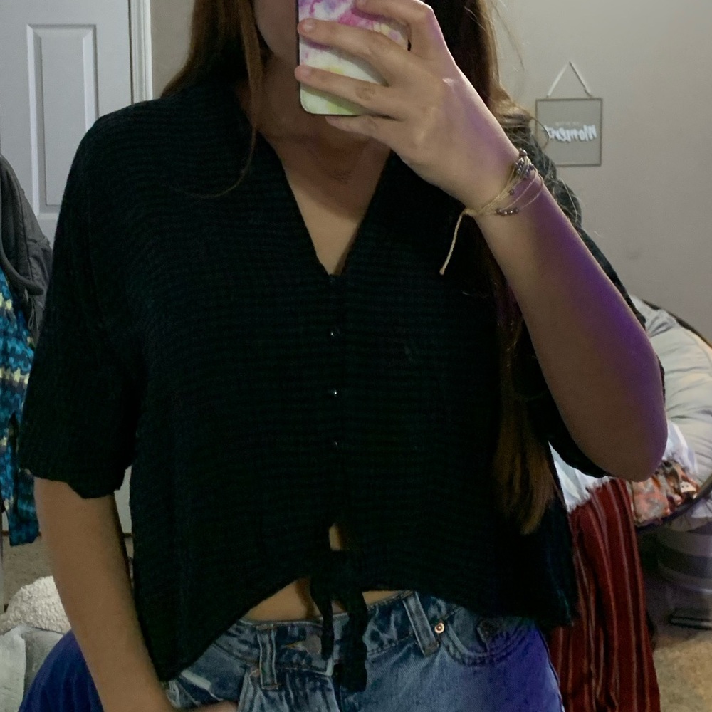 Black Plaid Top